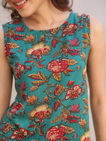 Thumbnail for Janasya Dark Rayon Floral A-Line Top & Bottom Set
