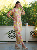 Thumbnail for Janasya Bright Cotton Floral Straight Top & Bottom Set