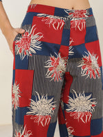 Thumbnail for Janasya Dark Cotton Geometric Straight Top & Bottom Set