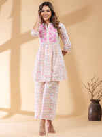 Thumbnail for Janasya Light Cotton Abstract A-Line Top & Bottom Set