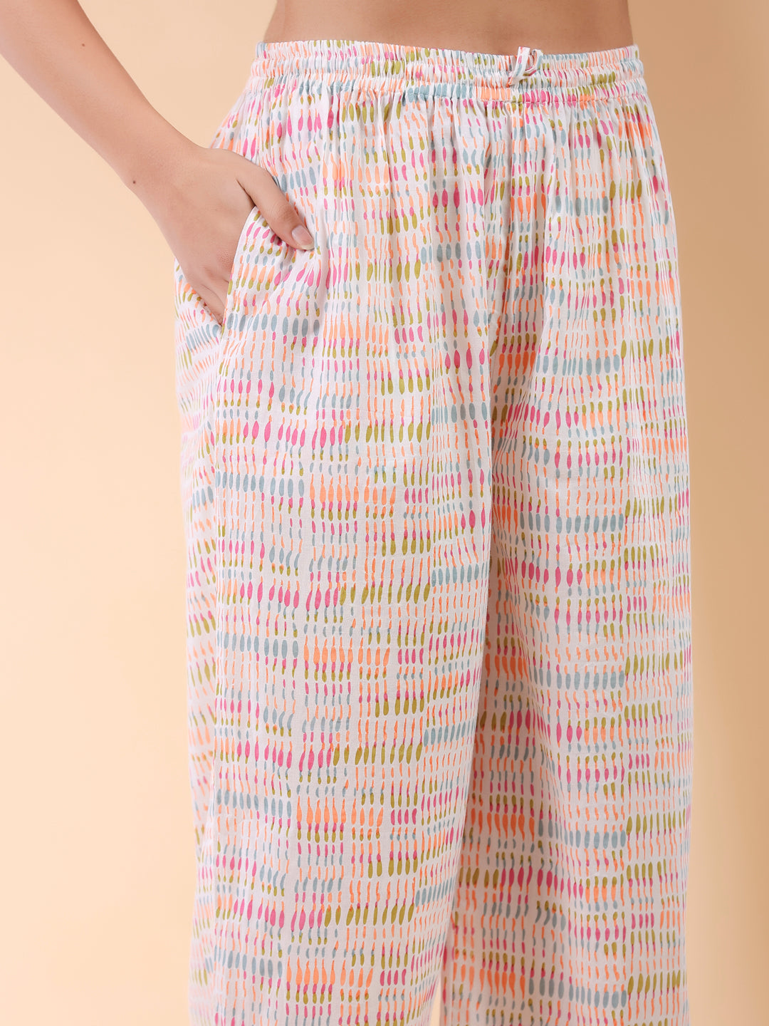 Janasya Light Cotton Abstract A-Line Top & Bottom Set