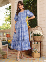 Thumbnail for Janasya Light Cotton Floral Tiered Dress