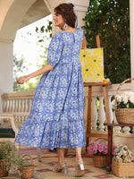 Thumbnail for Janasya Light Cotton Floral Tiered Dress