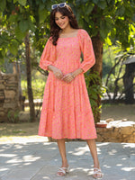 Thumbnail for Janasya Light Georgette Floral Tiered Dress