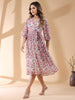 Janasya Light Georgette Floral Wrap Dress - Distacart