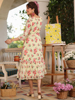 Thumbnail for Janasya Bright Georgette Floral Fit & Flare Dress