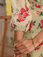 Thumbnail for Janasya Bright Georgette Floral Fit & Flare Dress