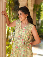 Thumbnail for Janasya Light Georgette Floral A-Line Dress
