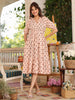 Janasya Light Cotton Floral Tiered Dress - Distacart