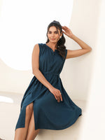 Thumbnail for Janasya Dark Rayon Solid A-Line Dress