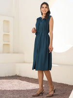 Thumbnail for Janasya Dark Rayon Solid A-Line Dress