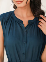 Thumbnail for Janasya Dark Rayon Solid A-Line Dress