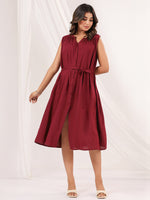 Thumbnail for Janasya Dark Rayon Solid A-Line Dress