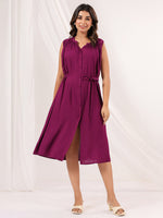 Thumbnail for Janasya Dark Rayon Solid A-Line Dress