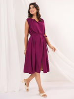 Thumbnail for Janasya Dark Rayon Solid A-Line Dress
