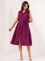 Thumbnail for Janasya Dark Rayon Solid A-Line Dress