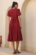 Thumbnail for Janasya Dark Rayon Solid A-Line Dress