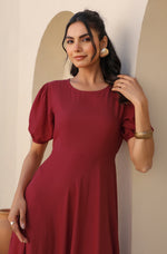 Thumbnail for Janasya Dark Rayon Solid A-Line Dress
