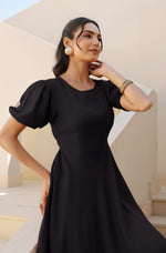 Thumbnail for Janasya Dark Rayon Solid A-Line Dress