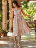 Thumbnail for Janasya Light Cotton Floral Tiered Dress