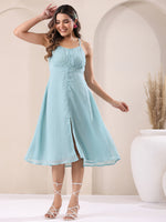 Thumbnail for Janasya Light Dobby Chiffon Solid A-Line Dress