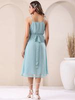 Thumbnail for Janasya Light Dobby Chiffon Solid A-Line Dress
