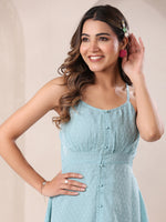 Thumbnail for Janasya Light Dobby Chiffon Solid A-Line Dress