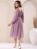 Thumbnail for Janasya Light Dobby Chiffon Self Design Fit & Flare Dress
