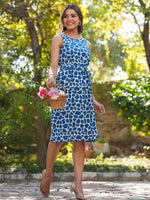 Thumbnail for Janasya Dark Cotton Abstract A-Line Dress