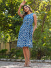 Janasya Dark Cotton Abstract A-Line Dress - Distacart