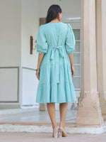 Thumbnail for Janasya Light Cotton Solid Tiered Dress