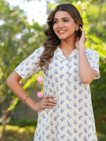 Thumbnail for Janasya Light Cotton Floral Shirt Dress Dress