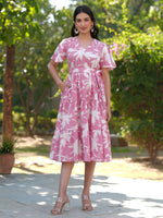 Thumbnail for Janasya Light Cotton Floral Tiered Dress