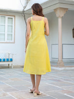 Thumbnail for Janasya Bright Cotton Solid A-Line Dress