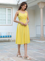 Thumbnail for Janasya Bright Cotton Solid A-Line Dress