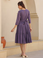 Thumbnail for Janasya Light Cotton Solid A-Line DRESS