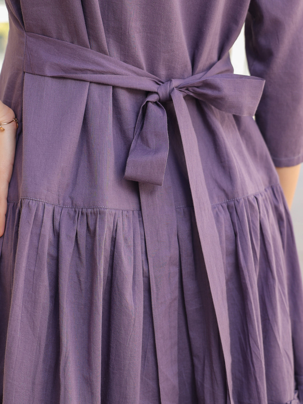 Janasya Light Cotton Solid A-Line DRESS