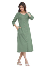 Thumbnail for Janasya Light Cotton Solid Straight Dress