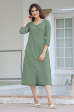 Thumbnail for Janasya Light Cotton Solid Straight Dress