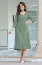 Thumbnail for Janasya Light Cotton Solid Straight Dress