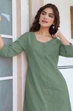 Thumbnail for Janasya Light Cotton Solid Straight Dress