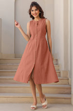 Thumbnail for Janasya Dark Cotton Solid A-Line Dress