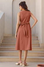 Thumbnail for Janasya Dark Cotton Solid A-Line Dress