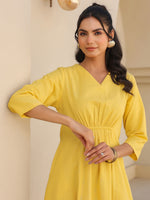 Thumbnail for Janasya Bright Cotton Solid A-Line Dress