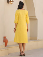 Thumbnail for Janasya Bright Cotton Solid A-Line Dress