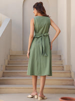 Thumbnail for Janasya Dark Cotton Solid A-Line Dress