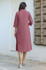 Thumbnail for Janasya Dark Cotton Solid A-Line Dress
