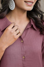 Thumbnail for Janasya Dark Cotton Solid A-Line Dress
