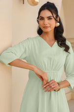 Thumbnail for Janasya Light Cotton Solid A-Line Dress
