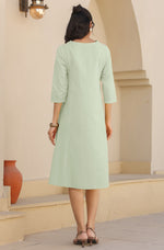Thumbnail for Janasya Light Cotton Solid A-Line Dress